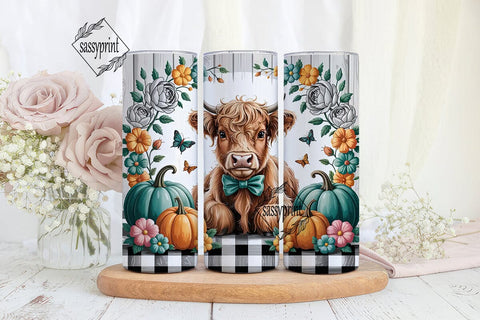 Highland Cow Fall Tumbler Wrap Sublimation sassyprint 