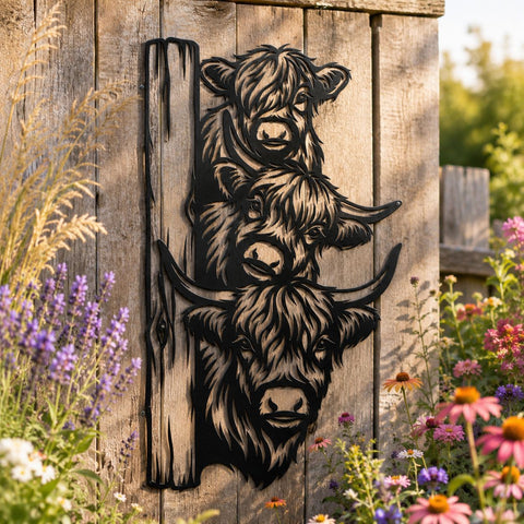 Highland Cow Family Laser SVG | Three Highland Cows Dxf Png | Laser Cut Metal Wall Art File | CNC Plasma Cutting Design | Farmhouse Decor SVG HappyDesignStudio 