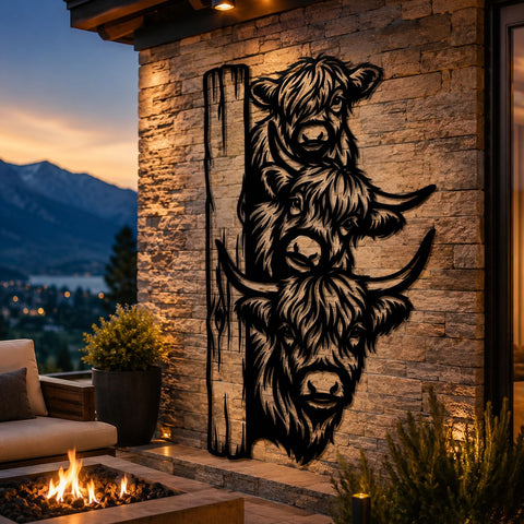 Highland Cow Family Laser SVG | Three Highland Cows Dxf Png | Laser Cut Metal Wall Art File | CNC Plasma Cutting Design | Farmhouse Decor SVG HappyDesignStudio 