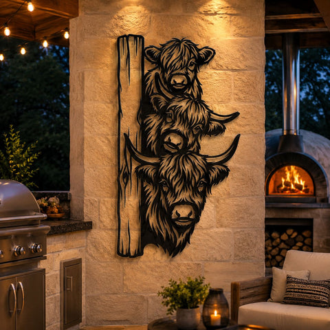 Highland Cow Family Laser SVG | Three Highland Cows Dxf Png | Laser Cut Metal Wall Art File | CNC Plasma Cutting Design | Farmhouse Decor SVG HappyDesignStudio 