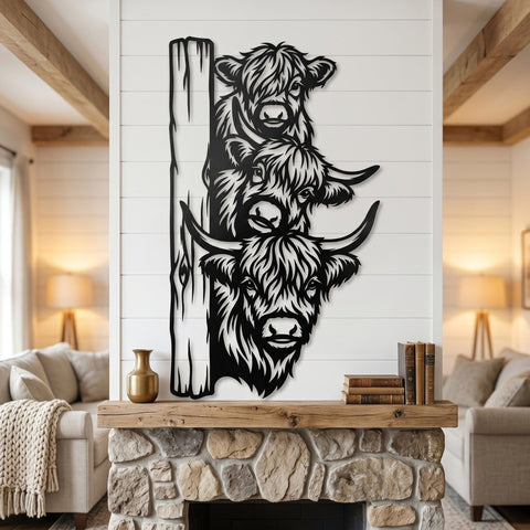 Highland Cow Family Laser SVG | Three Highland Cows Dxf Png | Laser Cut Metal Wall Art File | CNC Plasma Cutting Design | Farmhouse Decor SVG HappyDesignStudio 