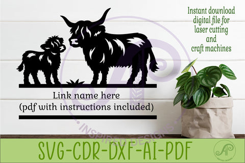 Highland Cow Family Name Sign SVG, Personalized Farm SVG APInspireddesigns 