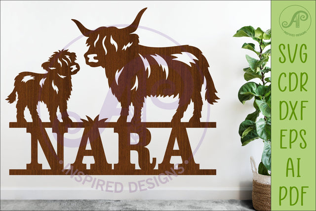 Highland Cow Family Name Sign SVG, Personalized Farm SVG APInspireddesigns 