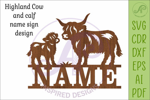 Highland Cow Family Name Sign SVG, Personalized Farm SVG APInspireddesigns 
