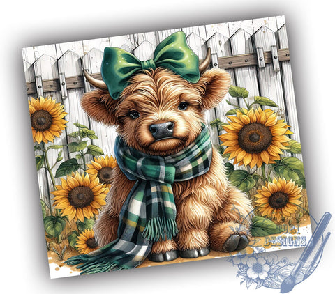 Highland Cow Farm 20oz Skinny Tumbler, Highland Cow Tumbler Png, Straight & Tapered Tumbler Wrap, Instant Digital Download Sublimation ToriDesigns 