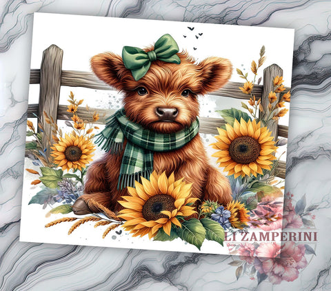 Highland Cow Farm 20oz Tumbler Wrap PNG, Farm Life Tumbler Png, Straight & Tapered Tumbler Wrap, Instant Digital Download Sublimation Li Zamperini 