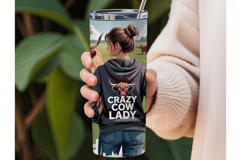 Highland Cow & Farm Girl 20oz Tumbler Sublimation DesignSVG 