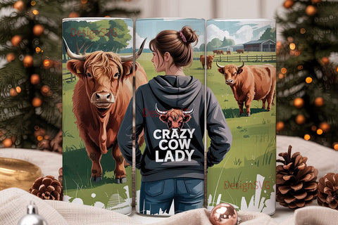 Highland Cow & Farm Girl 20oz Tumbler Sublimation DesignSVG 