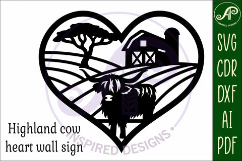 Highland cow farm heart wall sign, SVG file. SVG APInspireddesigns 