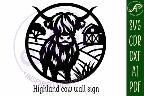 Highland cow farm scene wall sign, SVG file. SVG APInspireddesigns 