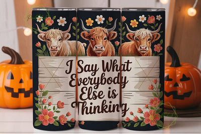 Highland Cow Floral 20oz Tumbler Wrap Sublimation PixelChick 