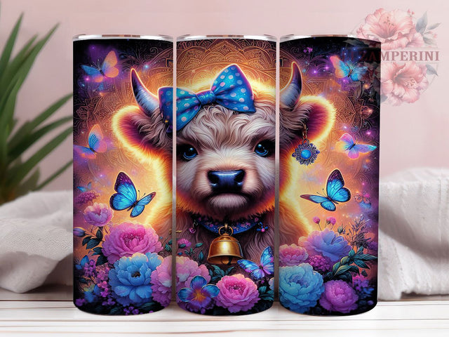 Highland Cow Floral Boho Tumbler Wrap, Floral Cow Mug, Cute Farm Animal Cup, Boho Western Wrap, Country Chic Design, Rustic Floral Gift, Sublimation Tumbler Wrap Sublimation Li Zamperini 