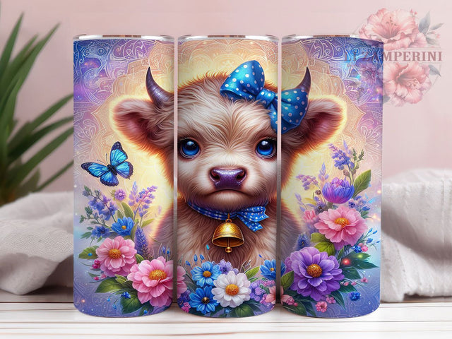 Highland Cow Floral Boho Tumbler Wrap, Floral Cow Mug, Cute Farm Animal Cup, Boho Western Wrap, Country Chic Design, Rustic Floral Gift, Sublimation Tumbler Wrap Sublimation Li Zamperini 