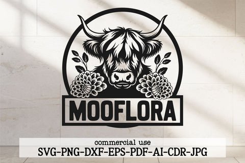 Highland Cow Floral Name Sign SVG Laser Cut Files SVG TonisArtStudio 