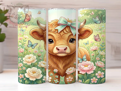 Highland Cow Fluffy Calf 20oz Tumbler, Fluffy Calf, Caramel Brown Fur, Cute Cow, Farm Animal, Skinny Tumbler, Sublimation PNG Sublimation Lara' s Designs 