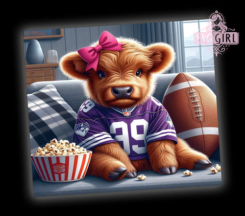 Highland Cow Football 20oz Tumbler Wrap Sublimation Design, Straight Tapered Tumbler Wrap, Football Lover Tumbler Png, Instant Digital Download Sublimation SvggirlplusArt 