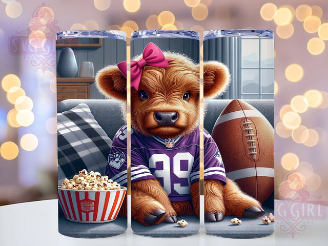 Highland Cow Football 20oz Tumbler Wrap Sublimation Design, Straight Tapered Tumbler Wrap, Football Lover Tumbler Png, Instant Digital Download Sublimation SvggirlplusArt 