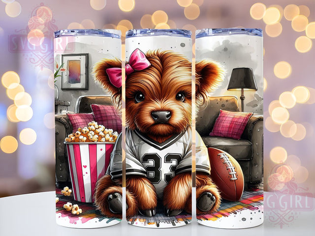 Highland Cow Football 20oz Tumbler Wrap Sublimation Design, Straight Tapered Tumbler Wrap, Football Lover Tumbler Png, Instant Digital Download Sublimation SvggirlplusArt 