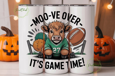 Highland Cow Football 20oz Tumbler Wrap Sublimation PixelChick 
