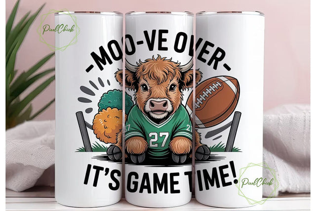 Highland Cow Football 20oz Tumbler Wrap Sublimation PixelChick 