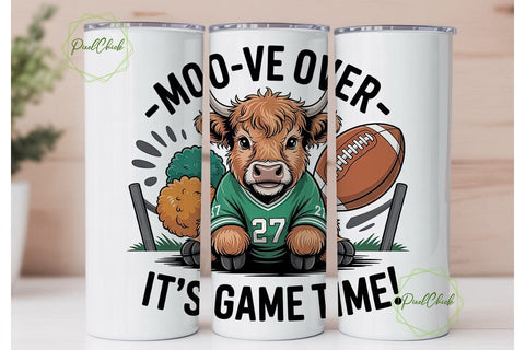 Highland Cow Football 20oz Tumbler Wrap Sublimation PixelChick 