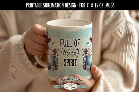 Highland Cow Full Of Holiday Spirit 11 & 15 oz Mug Sublimation Design Sublimation Ewe-N-Me Designs 
