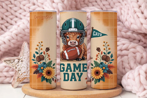 Highland Cow Game Day 20oz Tumbler Wrap Sublimation DesignSVG 