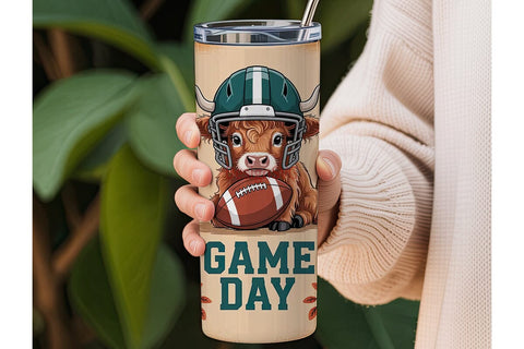 Highland Cow Game Day 20oz Tumbler Wrap Sublimation DesignSVG 