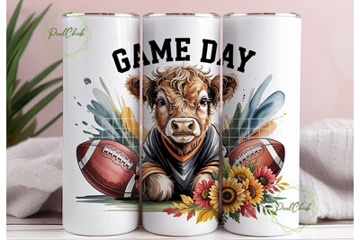 Highland Cow Game Day 20oz Tumbler Wrap Sublimation PixelChick 