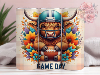 Highland Cow Game Day Tumbler Wrap, Highland Cow Tumbler, Football Cow PNG, Team Spirit Tumbler, 20oz Skinny Tumbler, Cute Football Tumbler, Game Day Sublimation Sublimation Li Zamperini 