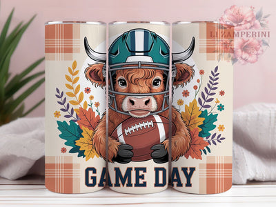 Highland Cow Game Day Tumbler Wrap, Highland Cow Tumbler, Football Cow PNG, Team Spirit Tumbler, 20oz Skinny Tumbler, Cute Football Tumbler, Game Day Sublimation Sublimation Li Zamperini 