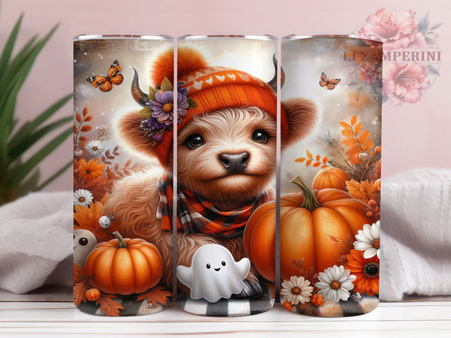 Highland Cow Ghost Fall Halloween Tumbler, Fall Halloween Cup Wrap, 20Oz Sublimation Design, Autumn Farm Animal Drinkware, Spooky Cow Coffee Cup, Highland Calf Halloween Tumbler, Rustic Ghost Mug Sublimation Li Zamperini 
