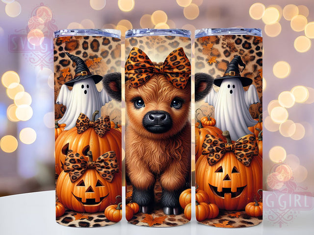 Highland Cow Ghost Halloween Tumbler, Halloween Tumbler, Cute Spooky, 20Oz Tumbler Wrap, Sublimation Drinkware, Funny Farm Animal, Creepy Cute Sublimation SvggirlplusArt 