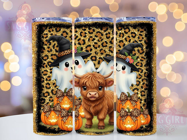 Highland Cow Ghost Halloween Tumbler, Halloween Tumbler, Cute Spooky, 20Oz Tumbler Wrap, Sublimation Drinkware, Funny Farm Animal, Creepy Cute Sublimation SvggirlplusArt 