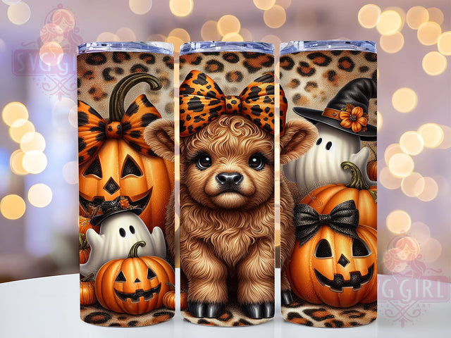 Highland Cow Ghost Halloween Tumbler, Halloween Tumbler, Cute Spooky, 20Oz Tumbler Wrap, Sublimation Drinkware, Funny Farm Animal, Creepy Cute Sublimation SvggirlplusArt 