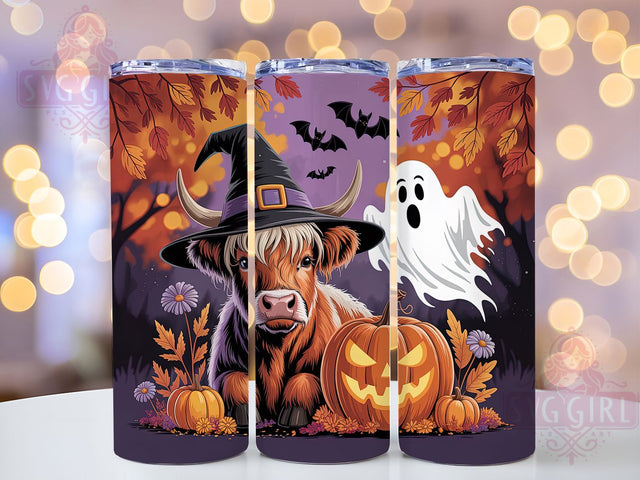 Highland Cow Ghost Pumpkin Tumbler, Ghost Pumpkin Cup, Fall Farm Animal Wrap, 20Oz Sublimation Design, Rustic Halloween Drinkware, Cute Cow Spooky Tumbler, Autumn Harvest Mug Sublimation SvggirlplusArt 