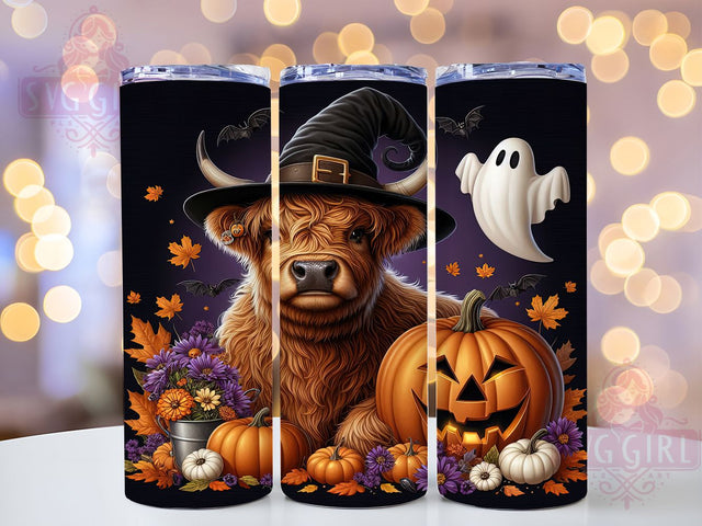 Highland Cow Ghost Pumpkin Tumbler, Ghost Pumpkin Cup, Fall Farm Animal Wrap, 20Oz Sublimation Design, Rustic Halloween Drinkware, Cute Cow Spooky Tumbler, Autumn Harvest Mug Sublimation SvggirlplusArt 