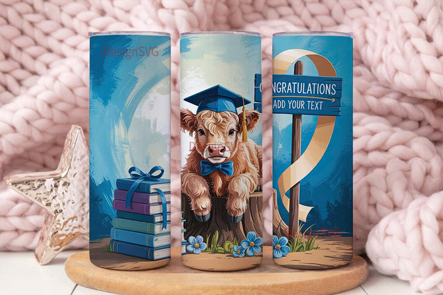 Highland Cow Graduation 20oz Tumbler Sublimation DesignSVG 