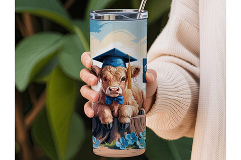 Highland Cow Graduation 20oz Tumbler Sublimation DesignSVG 