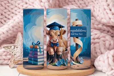 Highland Cow Graduation 20oz Tumbler Sublimation DesignSVG 