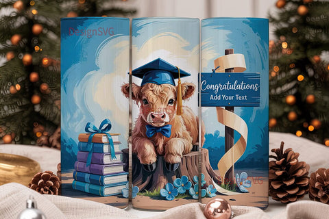 Highland Cow Graduation 20oz Tumbler Sublimation DesignSVG 