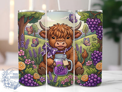 Highland Cow Grape Drink 20oz Tumbler, Highland Cow Grape, Grape Drink, Highland Cow Tumbler, Grape Tumbler, 20oz Tumbler, Cute Highland Cow, Tumbler Wrap Sublimation ToriDesigns 