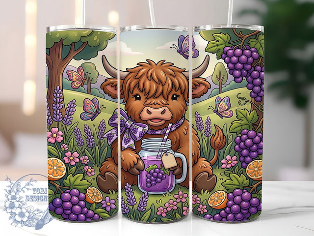Highland Cow Grape Drink 20oz Tumbler, Highland Cow Grape, Grape Drink, Highland Cow Tumbler, Grape Tumbler, 20oz Tumbler, Cute Highland Cow, Tumbler Wrap Sublimation ToriDesigns 