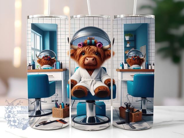 Highland Cow Hair 20oz Skinny Tumbler, Highland Cow Tumbler Png, Straight & Tapered Tumbler Wrap, Instant Digital Download Sublimation ToriDesigns 