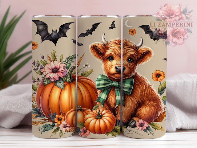 Highland Cow Halloween 20oz Tumbler Wrap PNG, Western Cow Tumbler Png, Straight & Tapered Tumbler Wrap, Instant Digital Download Sublimation Li Zamperini 
