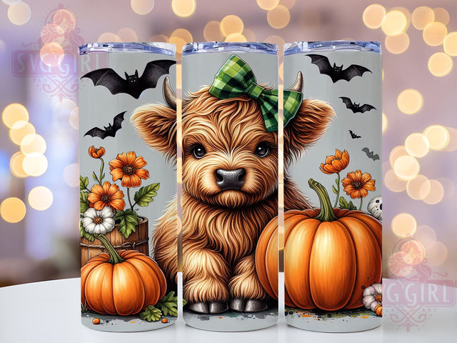 Highland Cow Halloween 20oz Tumbler Wrap Sublimation Design, Straight Tapered Tumbler Wrap, Western Cow Tumbler Png, Instant Digital Download Sublimation SvggirlplusArt 