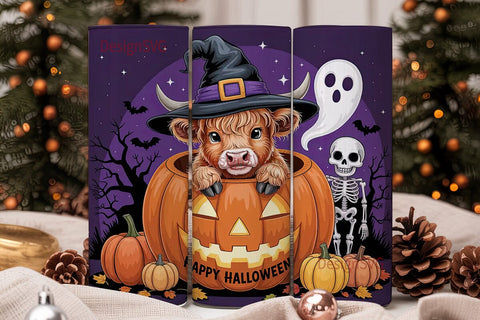 Highland Cow Halloween 20oz Tumbler Wrap Sublimation DesignSVG 