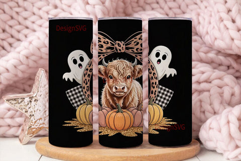 Highland Cow Halloween 20oz Tumbler Wrap Sublimation DesignSVG 