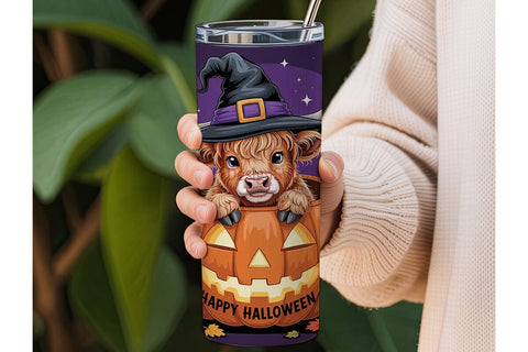 Highland Cow Halloween 20oz Tumbler Wrap Sublimation DesignSVG 