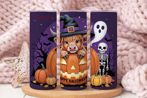 Highland Cow Halloween 20oz Tumbler Wrap Sublimation DesignSVG 